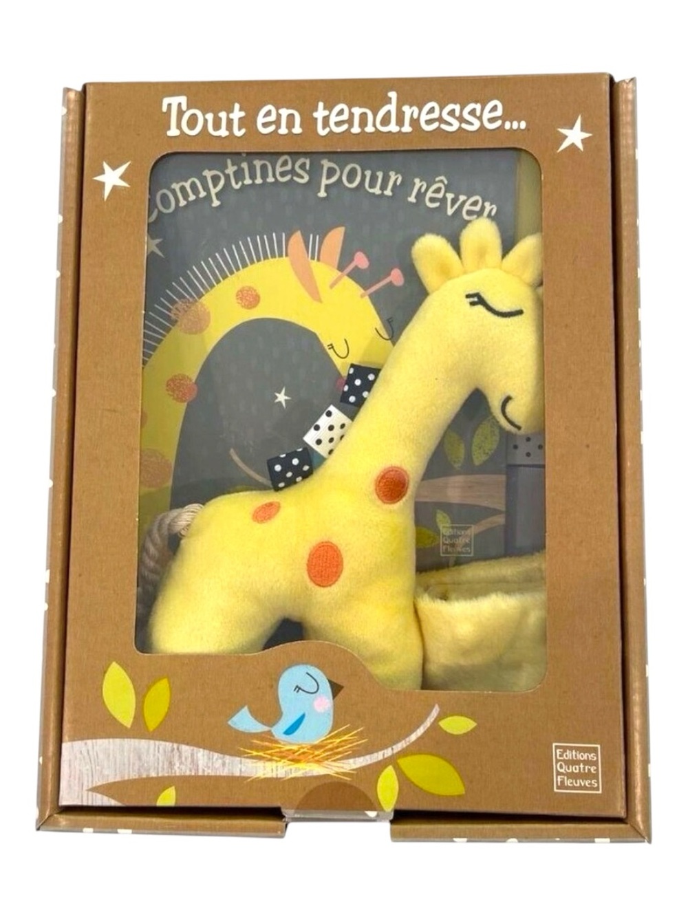 French Baby Shower Gift Set Giraffe Rattle Book Lovey Newborn Sensory Sealed NWT